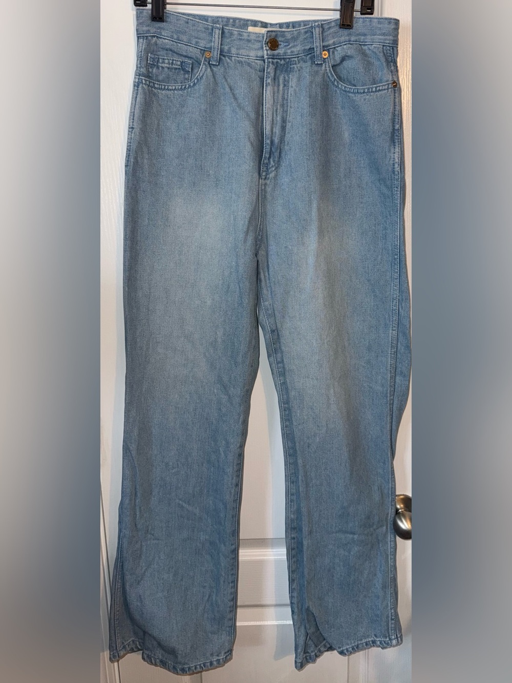 ARCH THE Seoul Cotton Linen Straight Wide Leg Jeans Light Wash High Rise Size 40